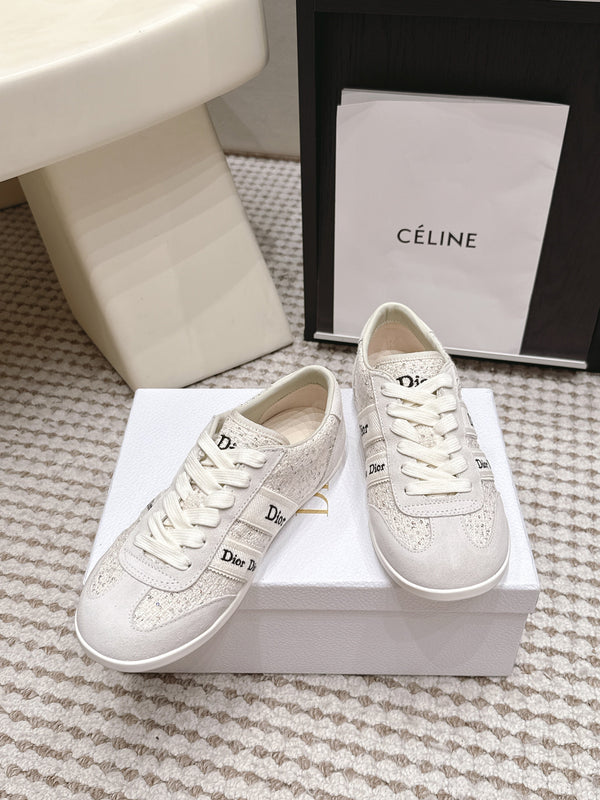 CD Ribbon Sneaker White Tweed Suede 930299
