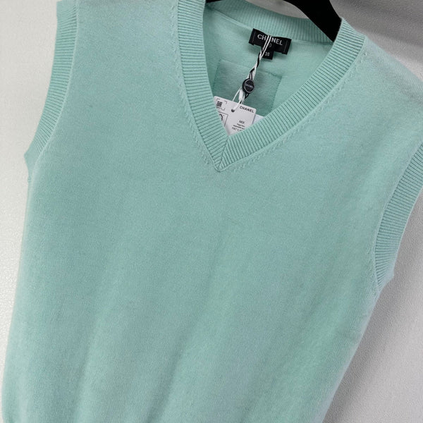 CC V-neck Vest Blue Wool 345999