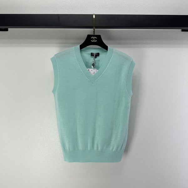 CC V-neck Vest Blue Wool 345999