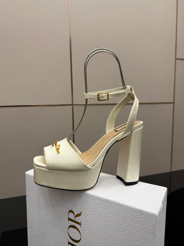 CD 26s High Heel Sandals 120mm White Satin