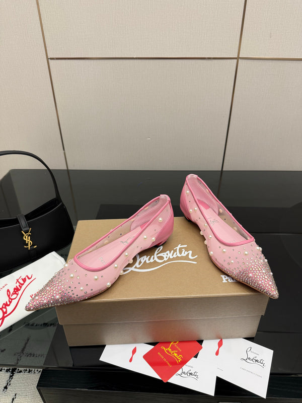 CL Degrastrassina Perla Ballet Flat Light Pink Mesh 828158