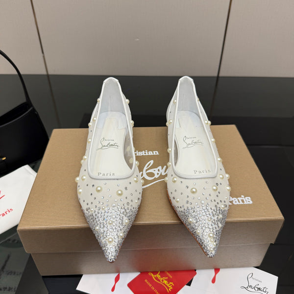 CL Degrastrassina Perla Ballet Flat White Mesh 828159