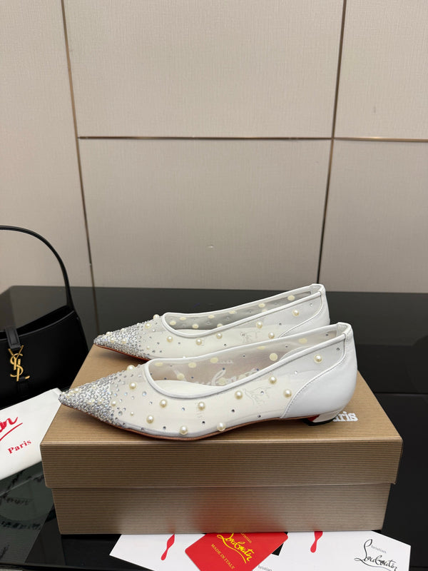 CL Degrastrassina Perla Ballet Flat White Mesh 828159