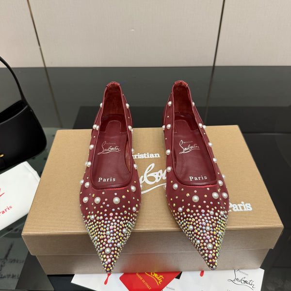 CL Degrastrassina Perla Ballet Flat Burgundy Mesh 828161