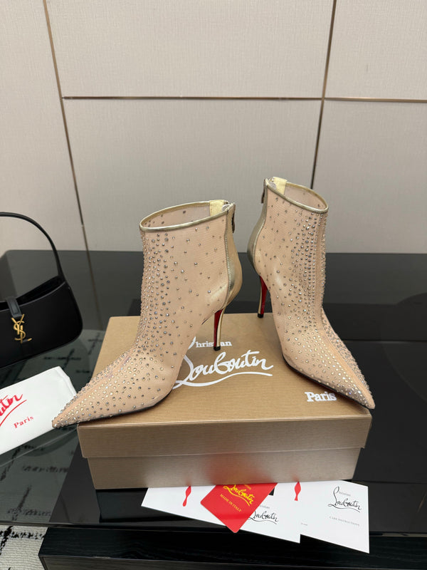 CL 26s Thea Ankle Boots 10cm Beige Mesh 828172