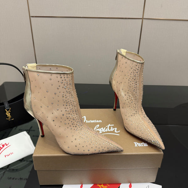 CL 26s Thea Ankle Boots 10cm Beige Mesh 828172