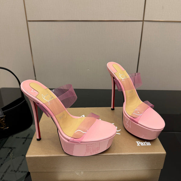 CL 2026 Just Loubi 14.5cm Mules Pink PVC Lambskin 828174