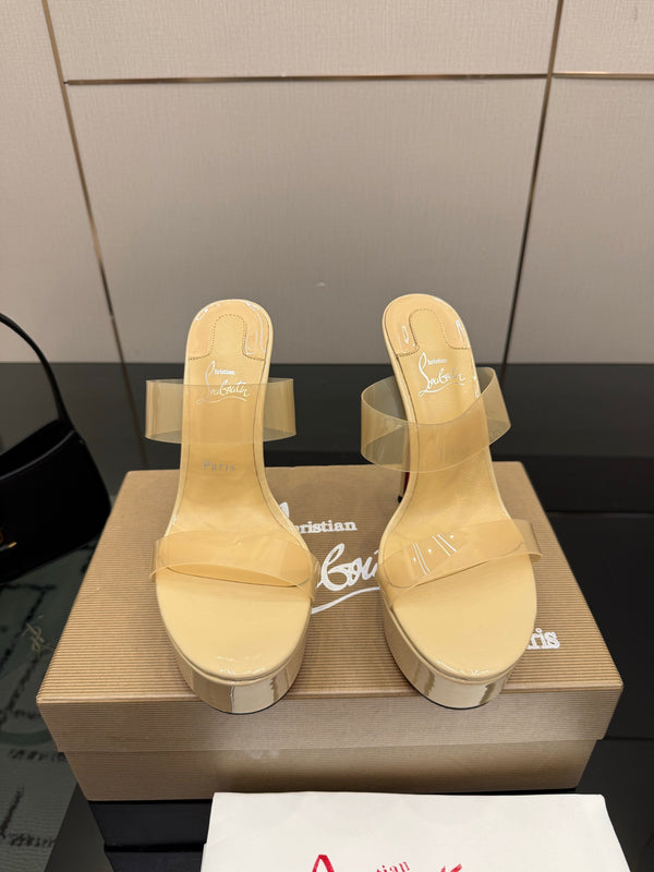 CL 2026 Just Loubi 14.5cm Mules Beige PVC Lambskin 828176