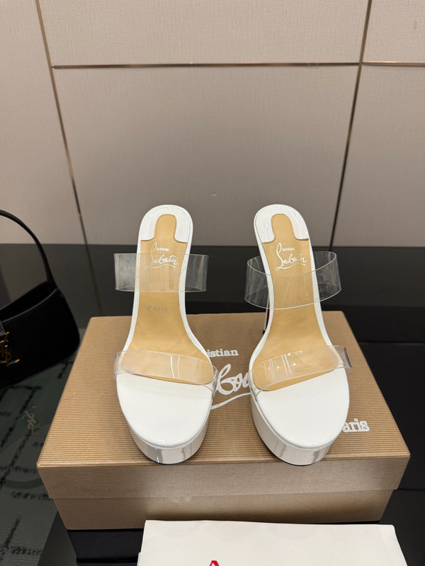 CL 2026 Just Loubi 14.5cm Mules White PVC Lambskin 828177