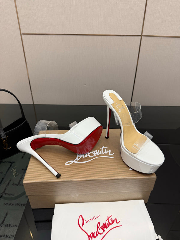 CL 2026 Just Loubi 14.5cm Mules White PVC Lambskin 828177