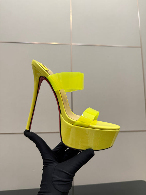 CL 2026 Just Loubi 14.5cm Mules Yellow PVC Lambskin 828178