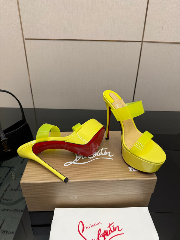 CL 2026 Just Loubi 14.5cm Mules Yellow PVC Lambskin 828178