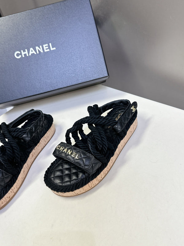 CC 2026 Sandal Black Rope Calfskin 675900