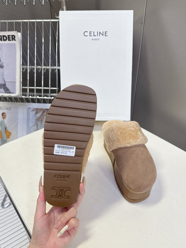 CL 26s Wedge Mules In Sand Beige Suede And Wool