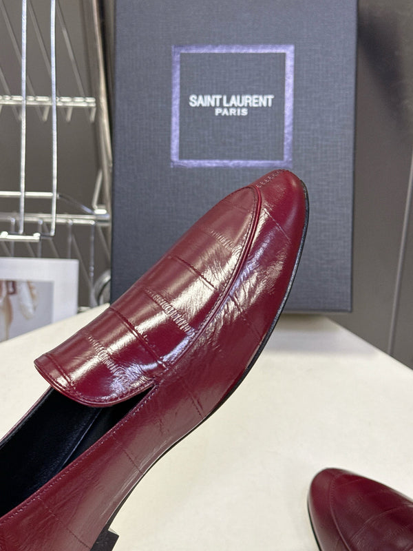 YSL 26s Loafer Burgundy Embossed Leather 635585