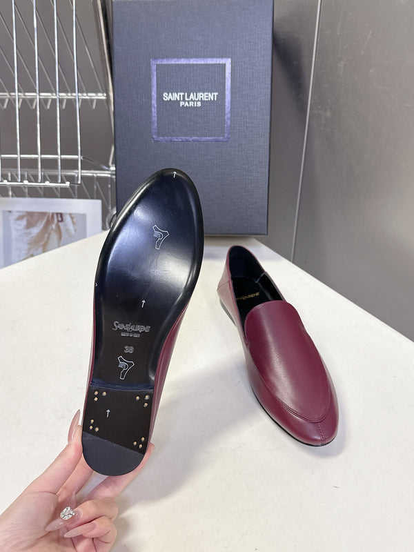 YSL 26s Loafer Burgundy Glossy Leather 635588