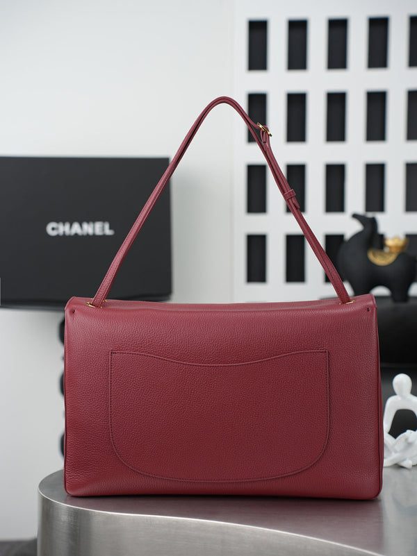 CC 26s Maxi Flap Bag 39cm Burugndy Calfskin GHW