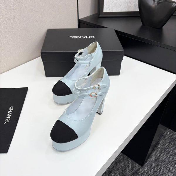 CC 25S Mary Jane Platform 11cm Cloud Blue Calfskin Grosgrain