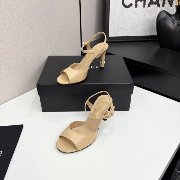 CC 25 Heel Sandals 80mm Beige Lambskin 368821