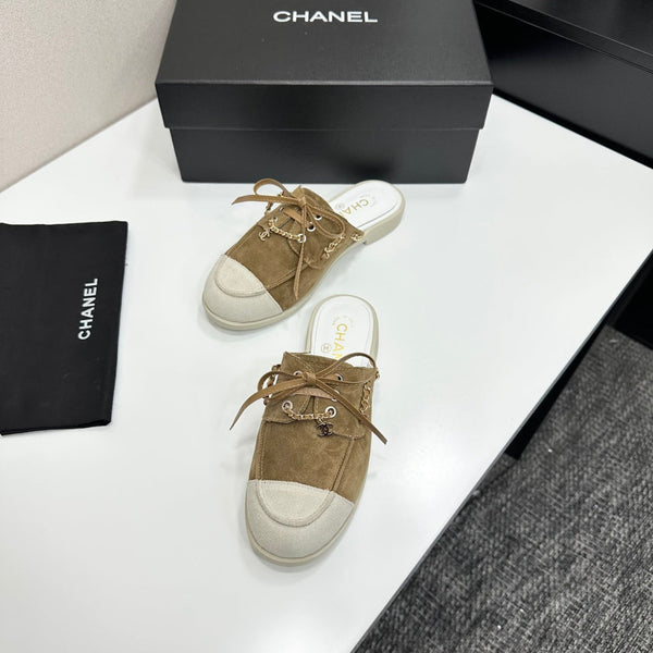 CC 26s Mules Flat Brown Suede Leather 109165