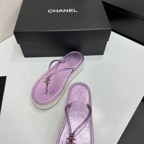 CC 26s Platform Thong Sandals Purple Metalic Lambskin 817602
