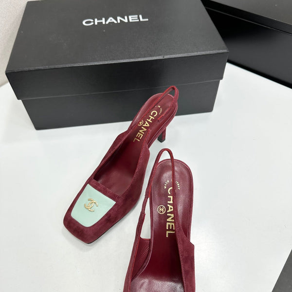 CC Block Slingback Burgundy White Suede 743250