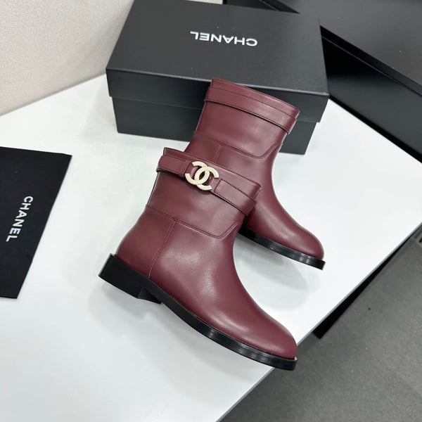 CC FW 2026 Ankle Flat Boot Burgundy Cowhide 925675