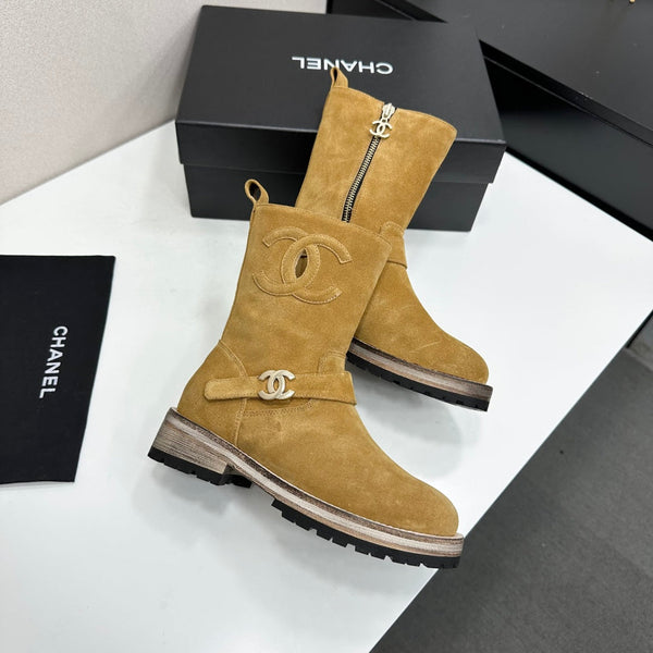CC 26s Biker Mid-Calf Boots Brown Suede 986137