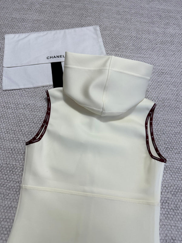 CC 25 Bow Hooded Swimsuit Ivory Polyester Fiber