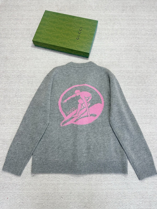 Gucci 2025 Cardigan With Intarsia Gray Wool Cashmere