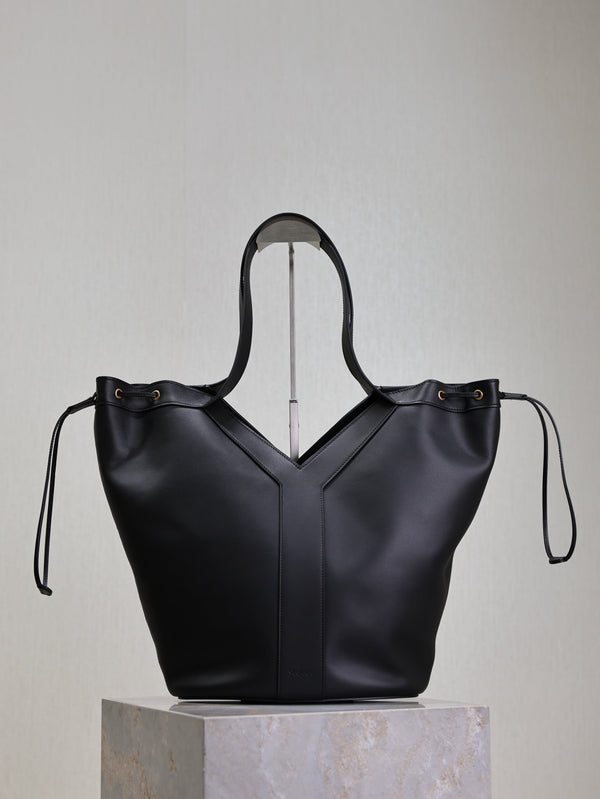 Prada Y Large Leather HOBO Bag Black Leather