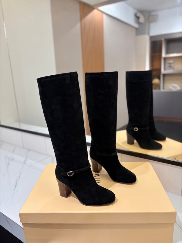 Valentino 2025 Pattie High Boot Black Suede 560740