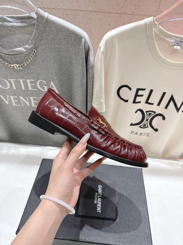 YSL 2025 Loafer Burgundy mix Black Cowhide 535615