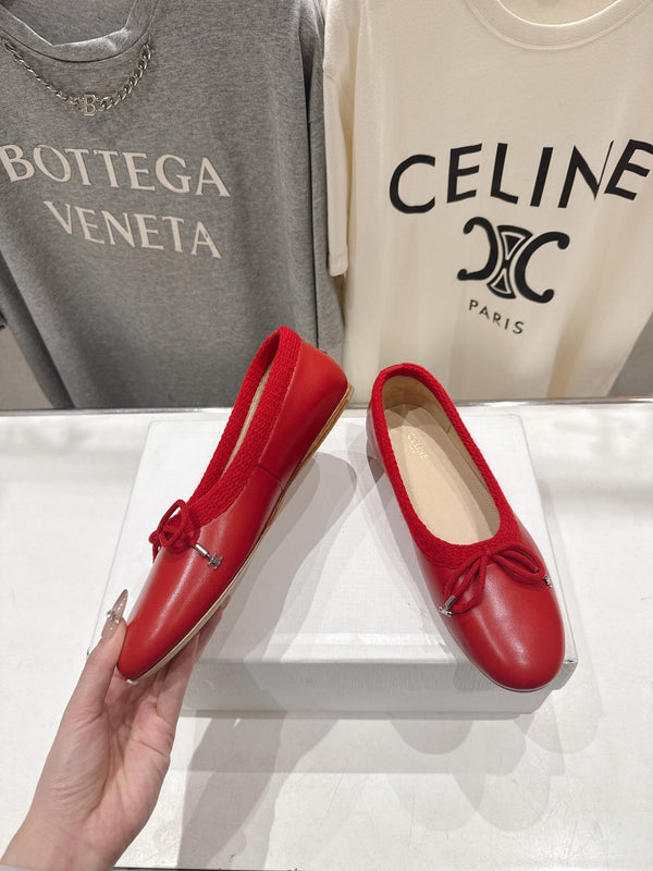 CL  26s Ballet Flats In Red Calfskin With Bow