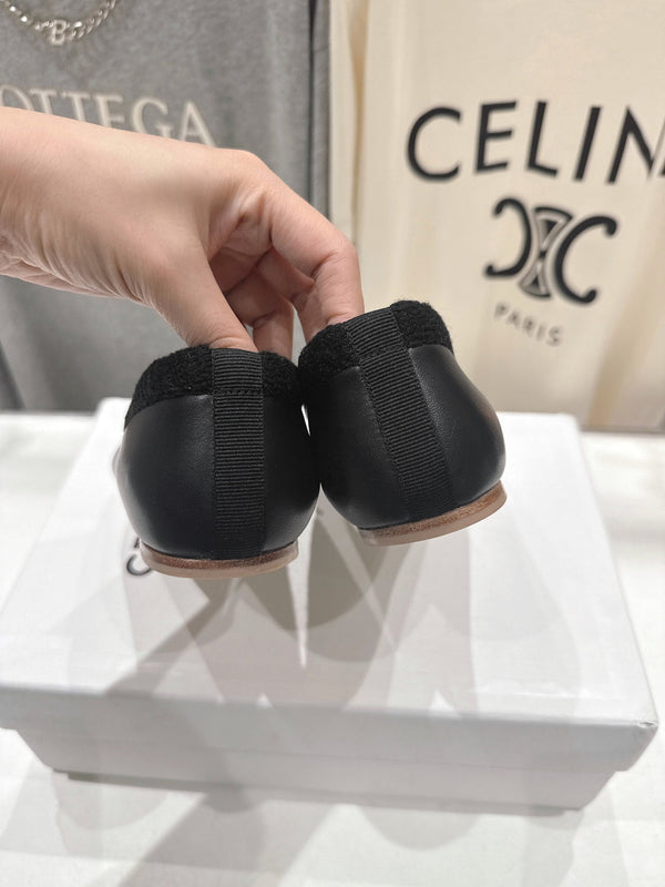 CL 26s Ballet Flats In Black Calfskin With Bow