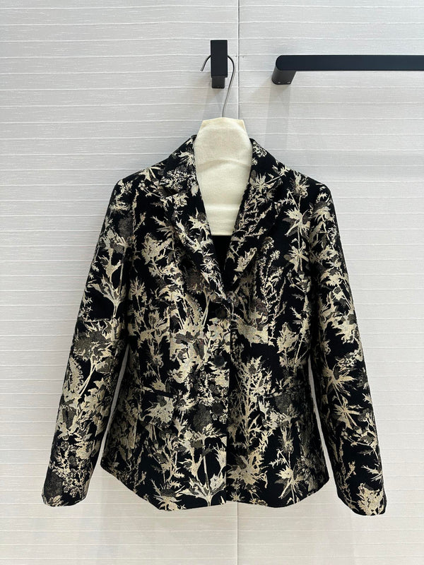 CD 25 Print Suit jacket Black Gold Jacquard fabric