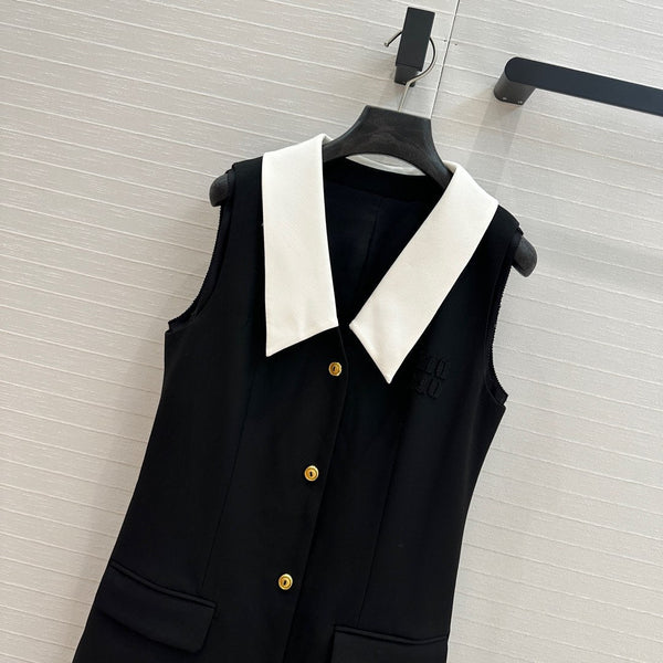 Miu Miu Sleveeless Dress Black Polyester Fiber