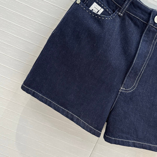 Fendi 25 Denim Short Dark Blue Cotton