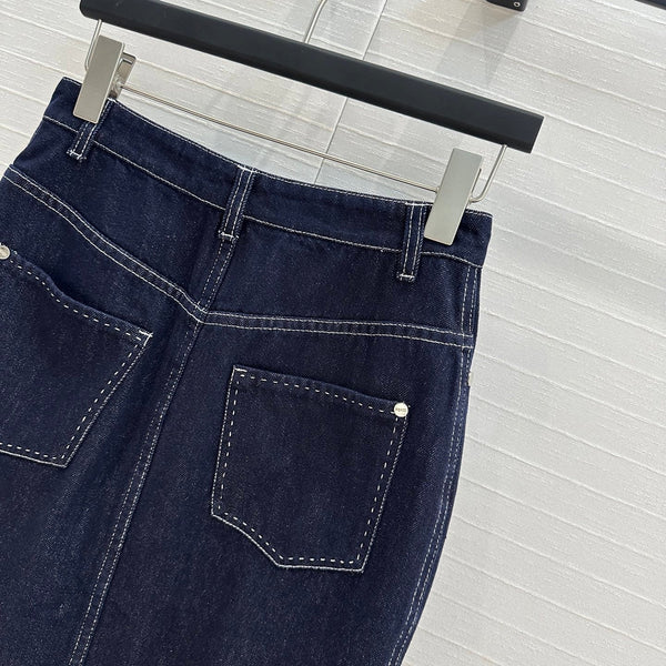 Fendi 25 Denim Skirt Dark Blue Cotton