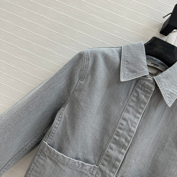 Fendi 25 Denim Jacket Haze Blue Cotton