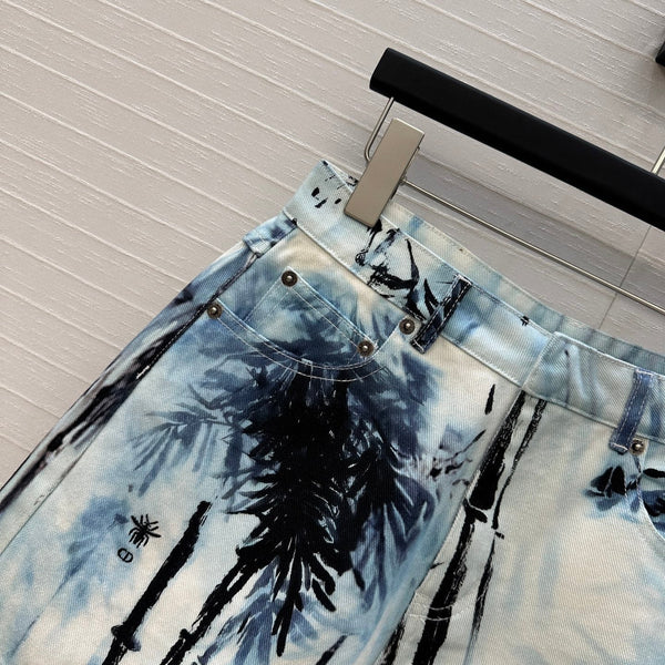 CD 25 Denim Short White Blue Black Cotton