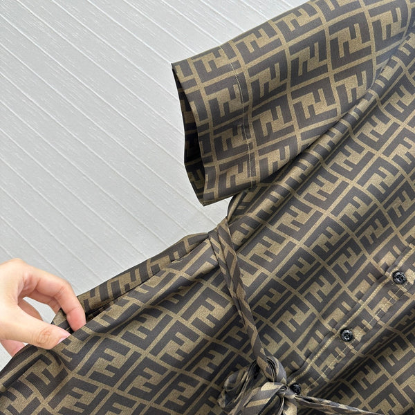 Fendi 25 Shirt Dress Khaki Silk