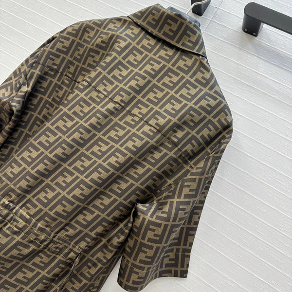 Fendi 25 Shirt Dress Khaki Silk