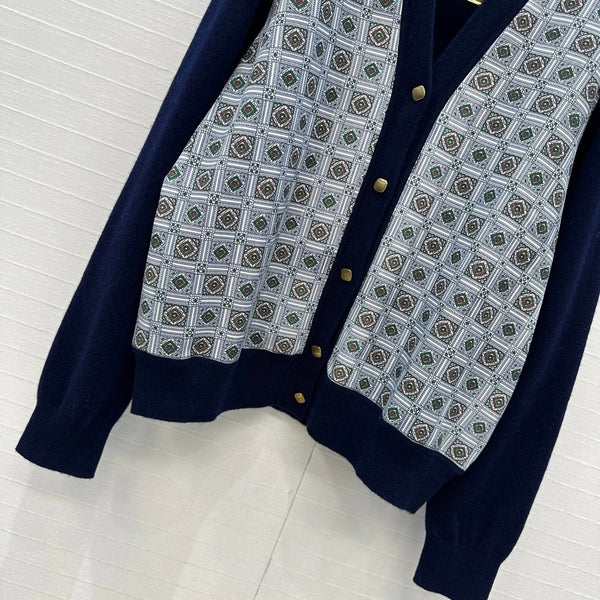 LP 25 V-neck Cardigan Blue Mix Colors Cashmere 310128
