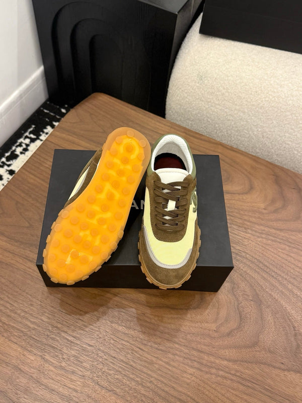 CC 2026 Sneaker Olive Yellow Fabric Suede Calfskin 676169