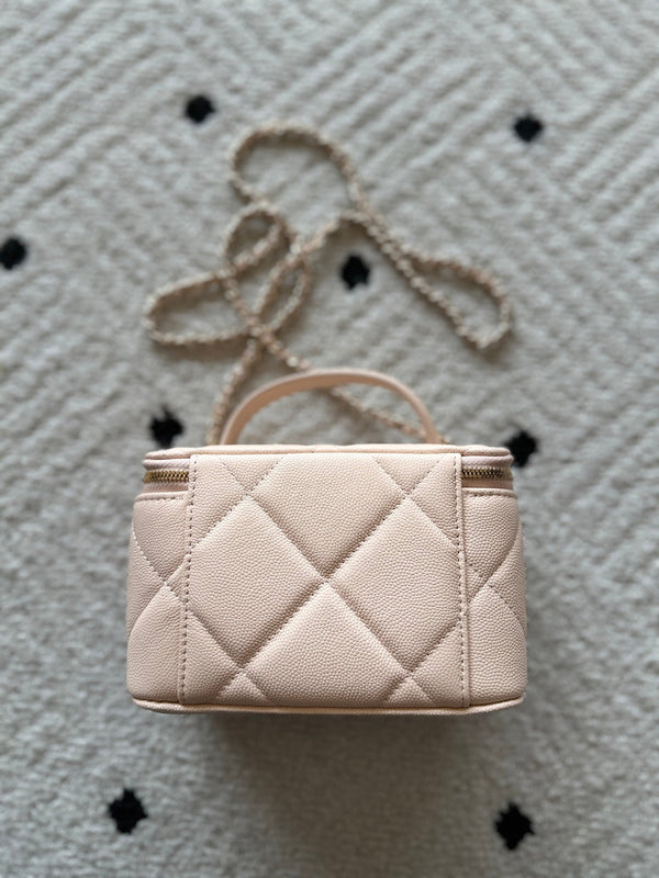 Chanel 2025 Vanity 17cm Bag Light Beige Caviar Leather 320296