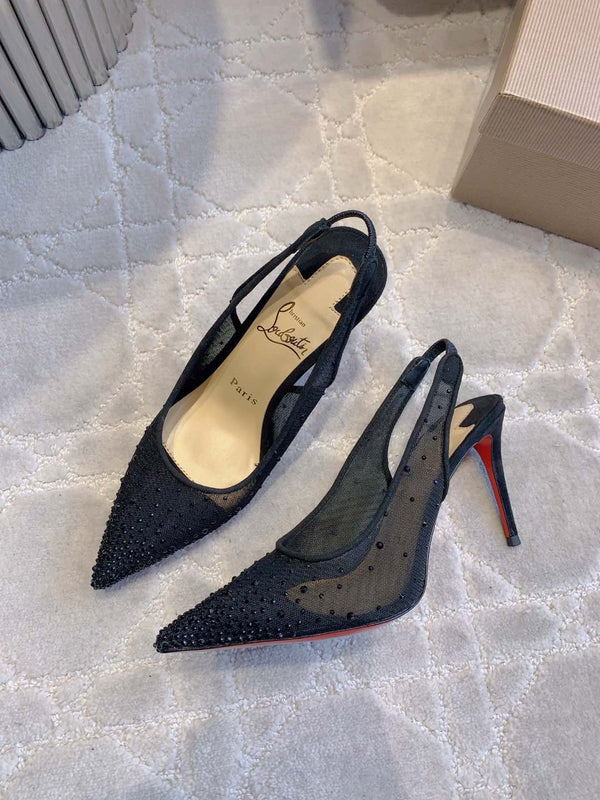CL Follies Strass 85mm Black Mesh 177134
