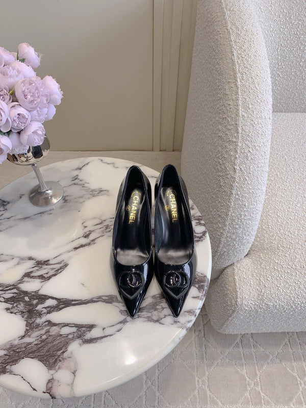 HIGH SLINGBACKS 65 MM IN BLACK PATENT CALFSKIN