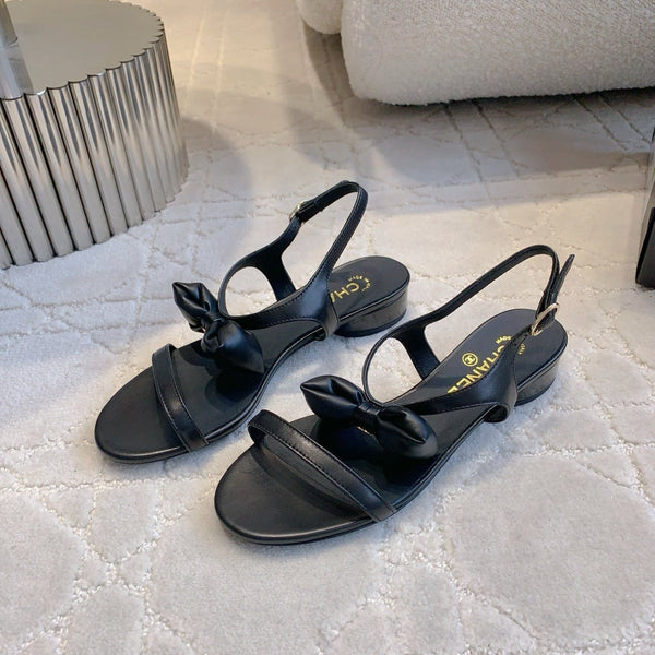 CC 26s Bow-Tie Flat Sandals Black Lambskin 906128