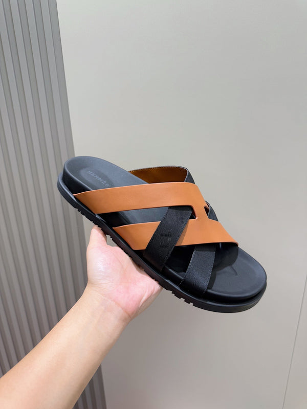HM Men's Kazimir Slide Brown Back Calfskin 562769